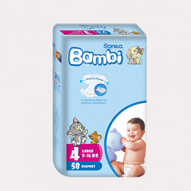 Bambi Baby Diapers stretch Large (size 4) 58 diapers