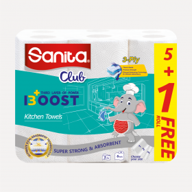 Sanita Club 100 sheet kitchen Towel Boost (5+1) Rolls