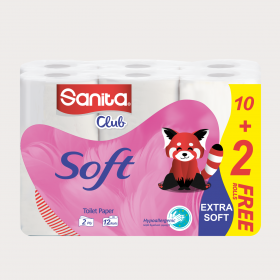 Sanita Club 200 Sheet Toilet Tissue (10+2) Soft Rolls